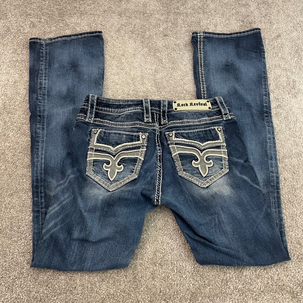 Rock Revival Jeans Womens 31 Y2K Bootcut Stitch Embellished (Size Tag 29)